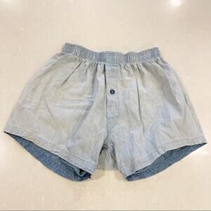 NWT NLST Navy Chambray Boxer Shorts Light Blue Wash Small